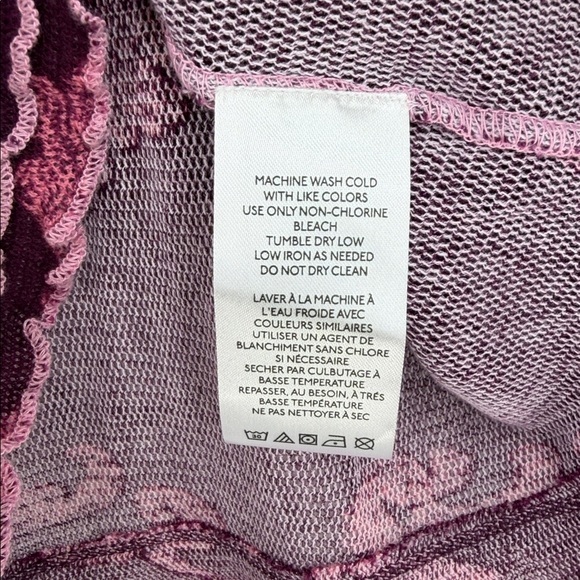 Free People Matching Floral Long Sleeve Tee & Mini Skirt LARGE Berry NEW! - Picture 11 of 11